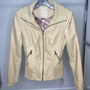 Guess Beige Faux Leather Jacket